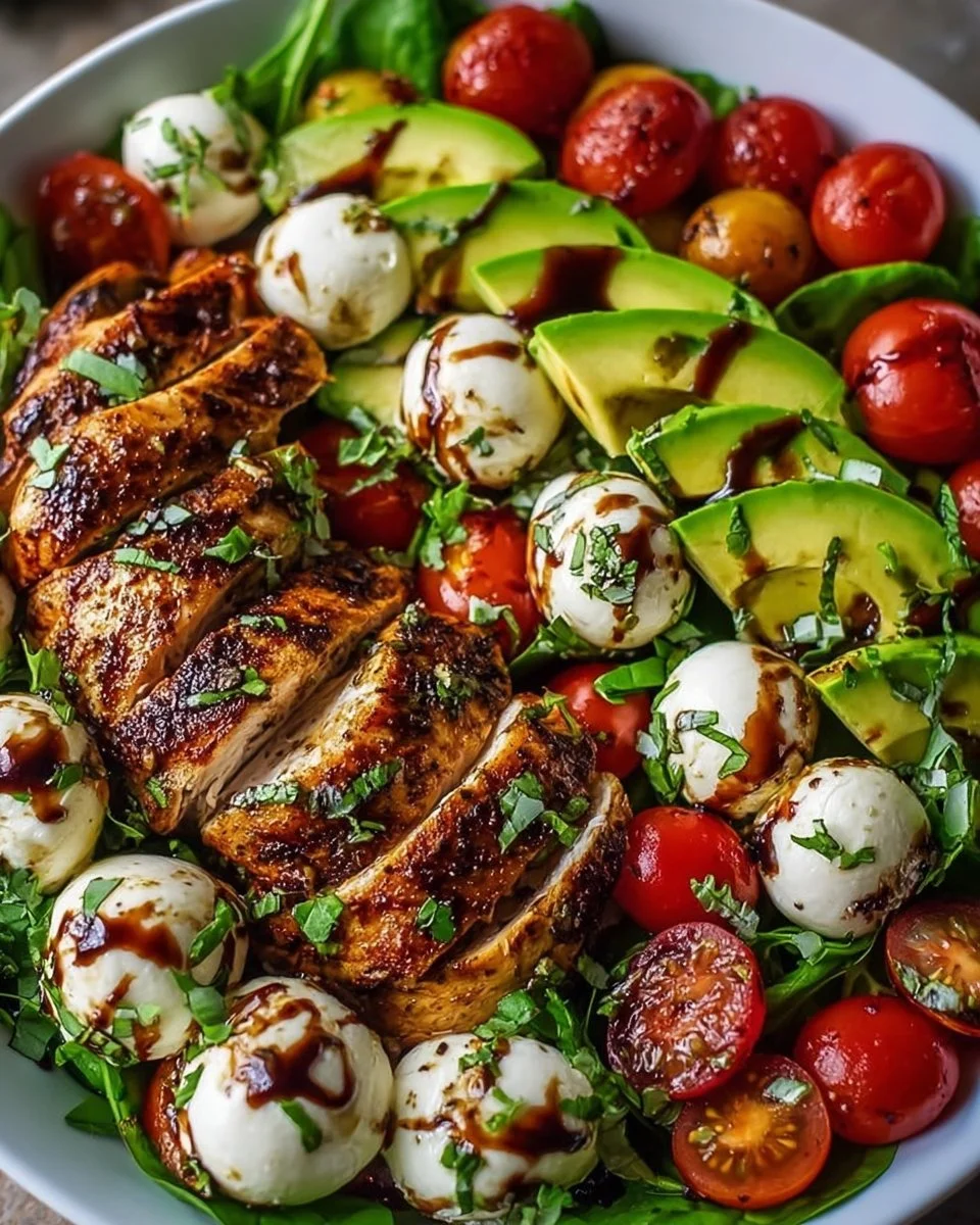 Baked Marinated Chicken Salad with Mozzarella and Balsamic Vinaigrette