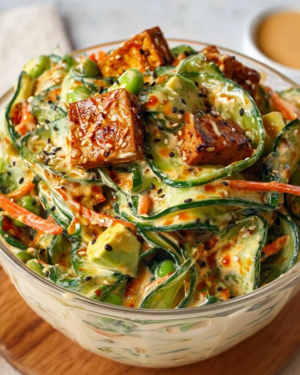 Creamy Asian Cucumber Salad Bowl Recipe