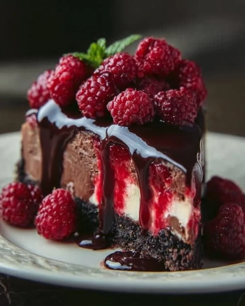 Dark Chocolate Raspberry Cheesecake