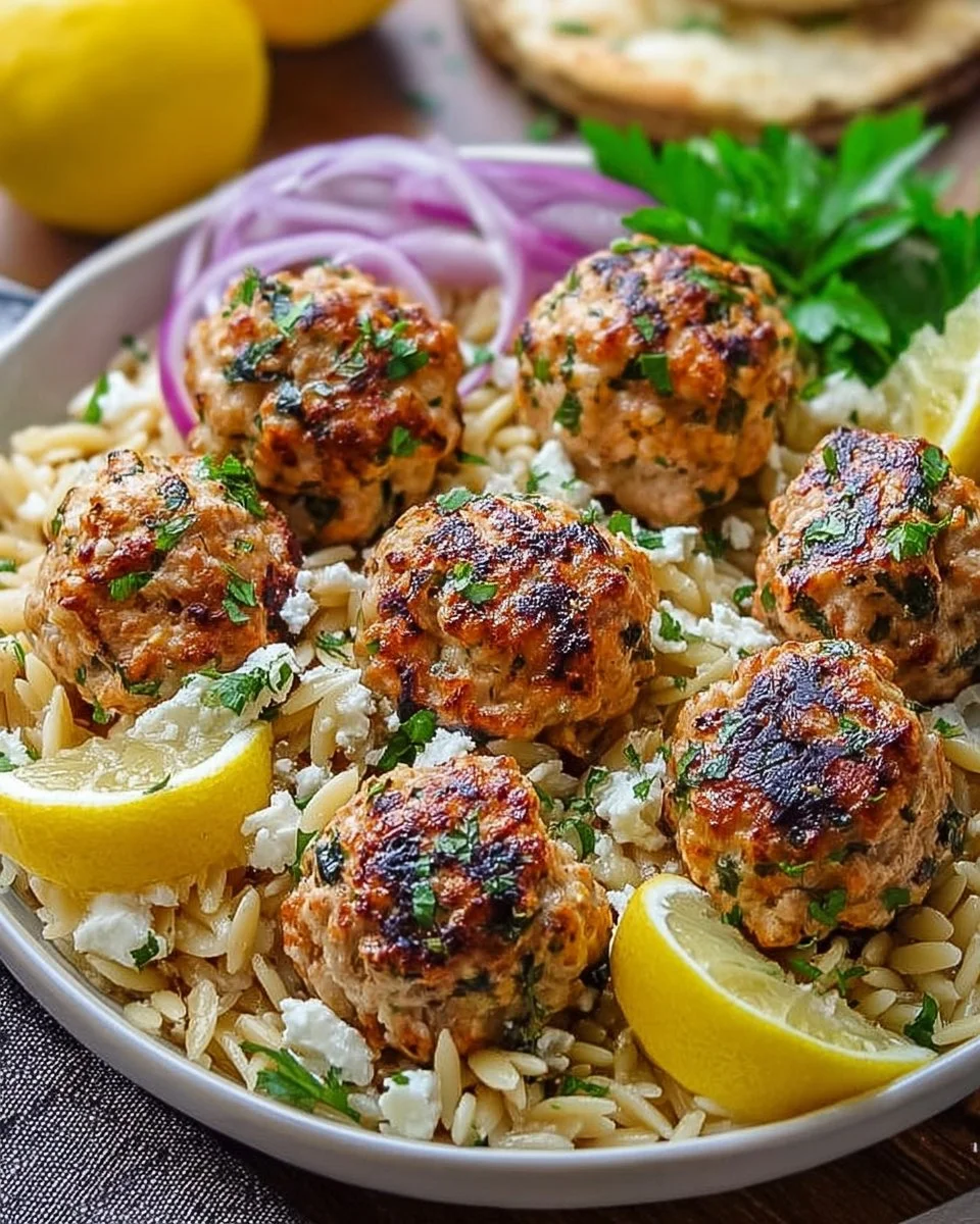 Greek Chicken Meatballs with Lemon Orzo: A Culinary Journey to the Heart of Greece