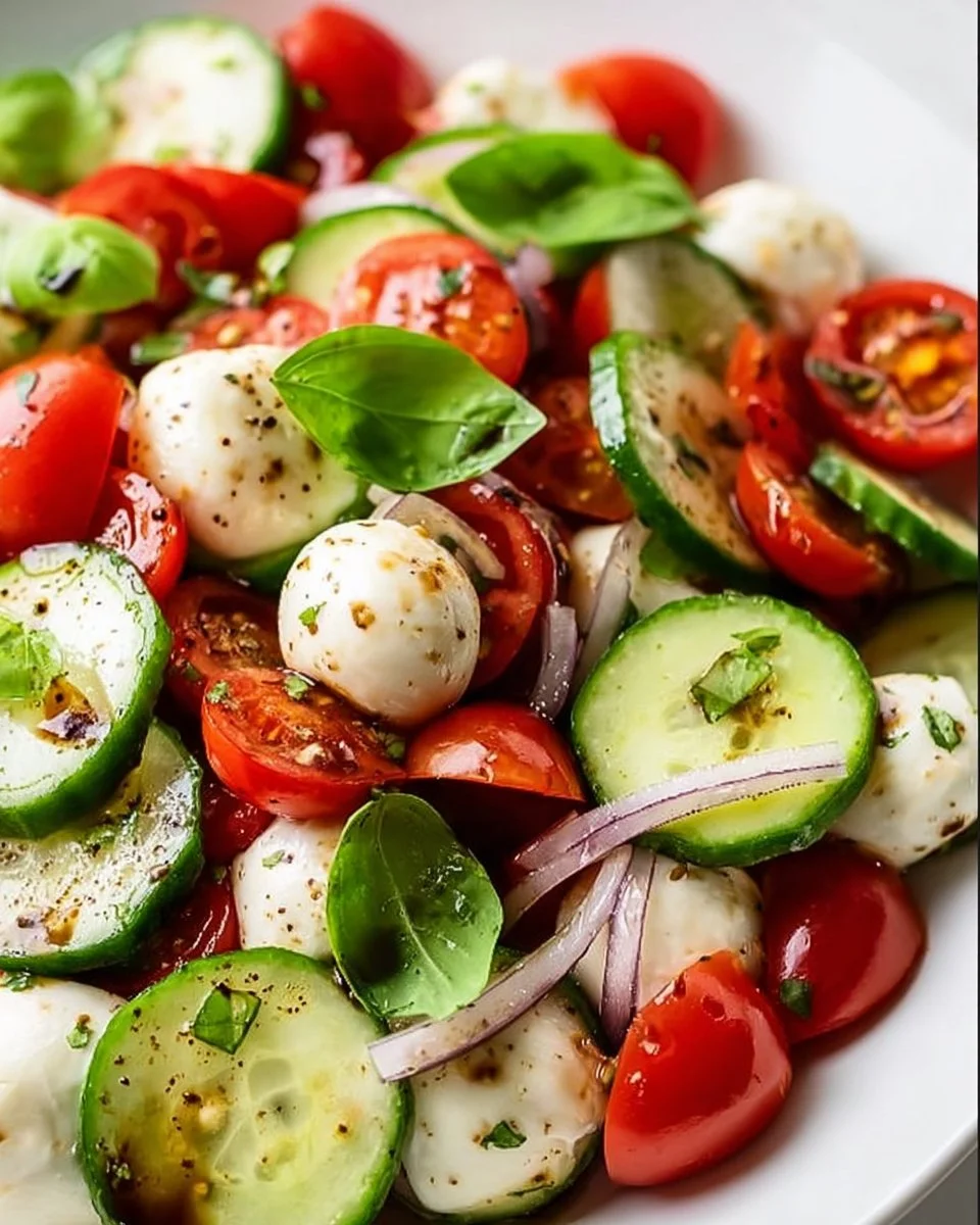 Juicy Cucumber Caprese Salad