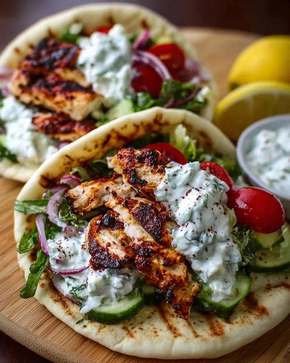 Mediterranean Chicken Gyros with Creamy Feta Tzatziki