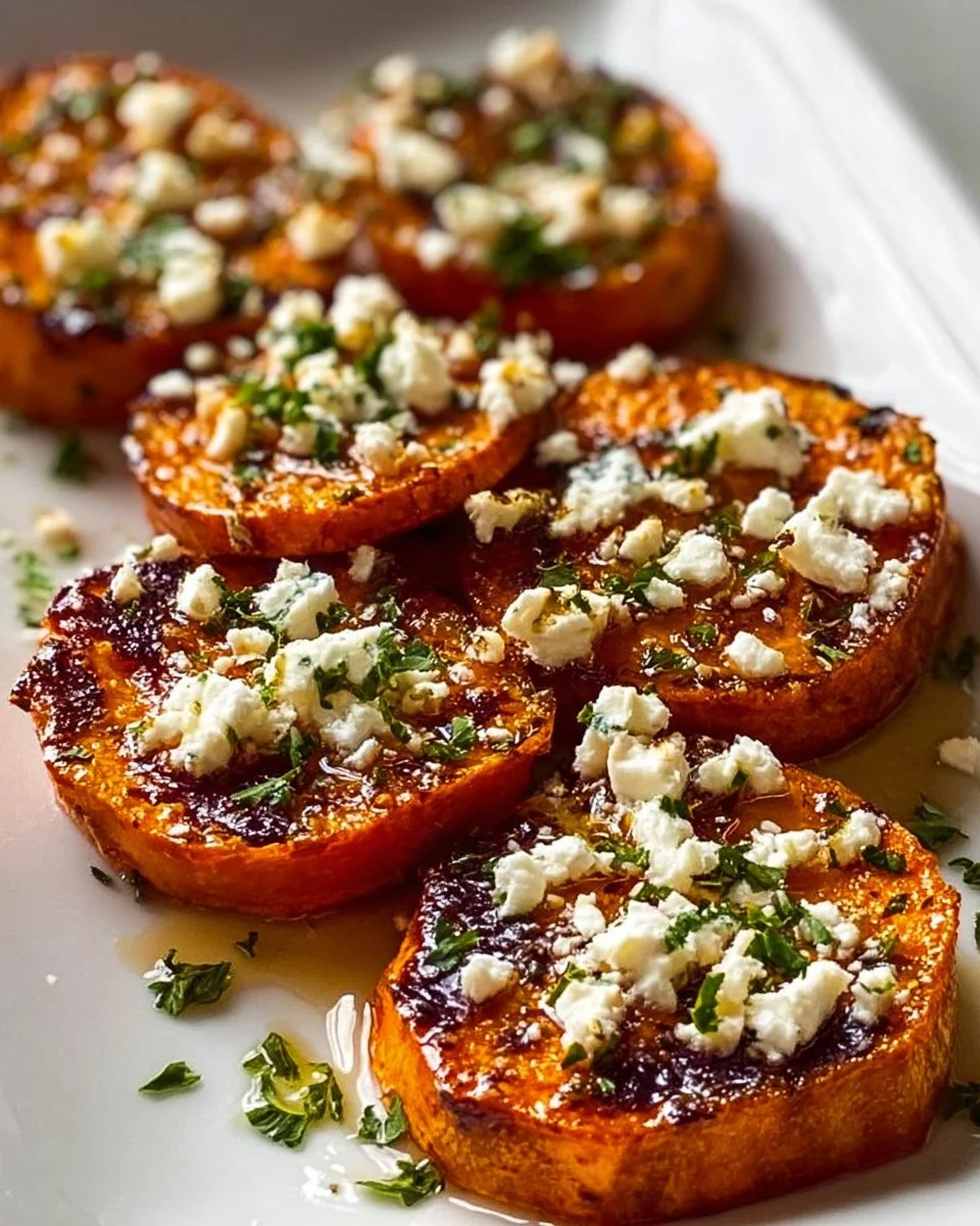 Roasted Sweet Potato Rounds with Honey &amp; Feta
