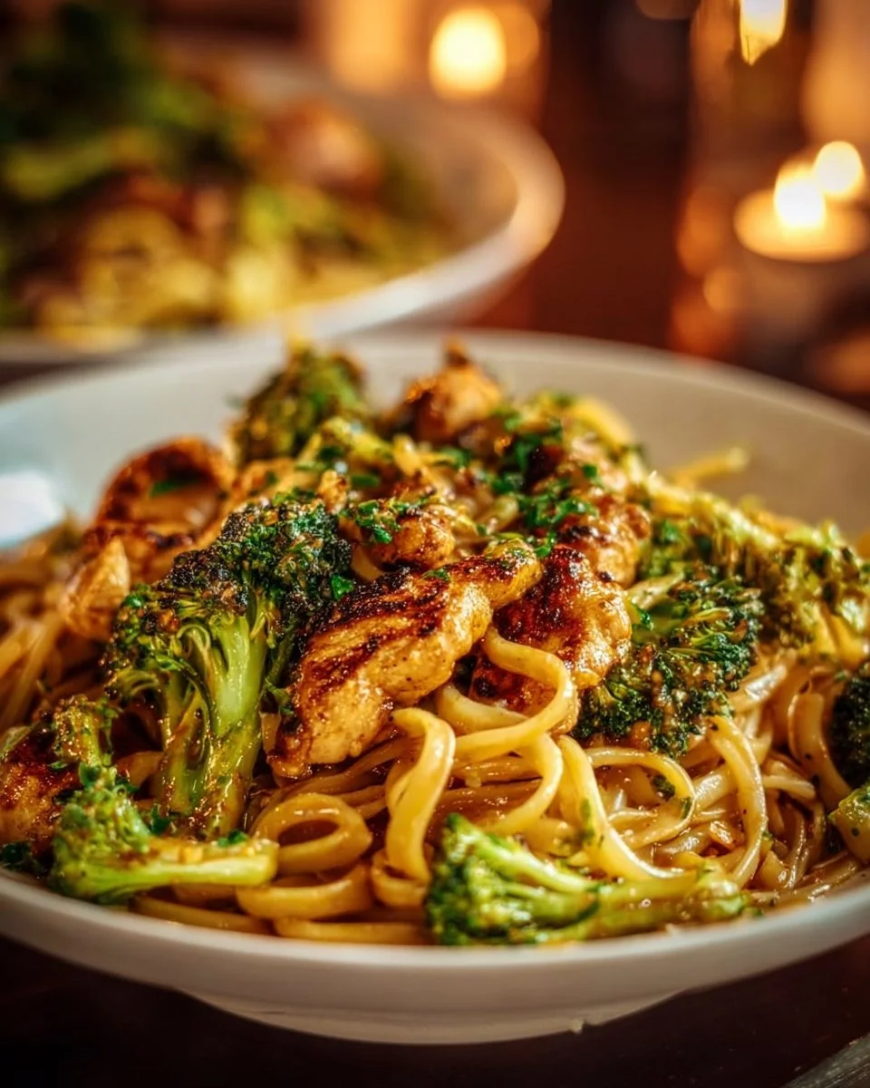 Spicy Garlic Chicken and Broccoli Noodle Bowls Delight You!