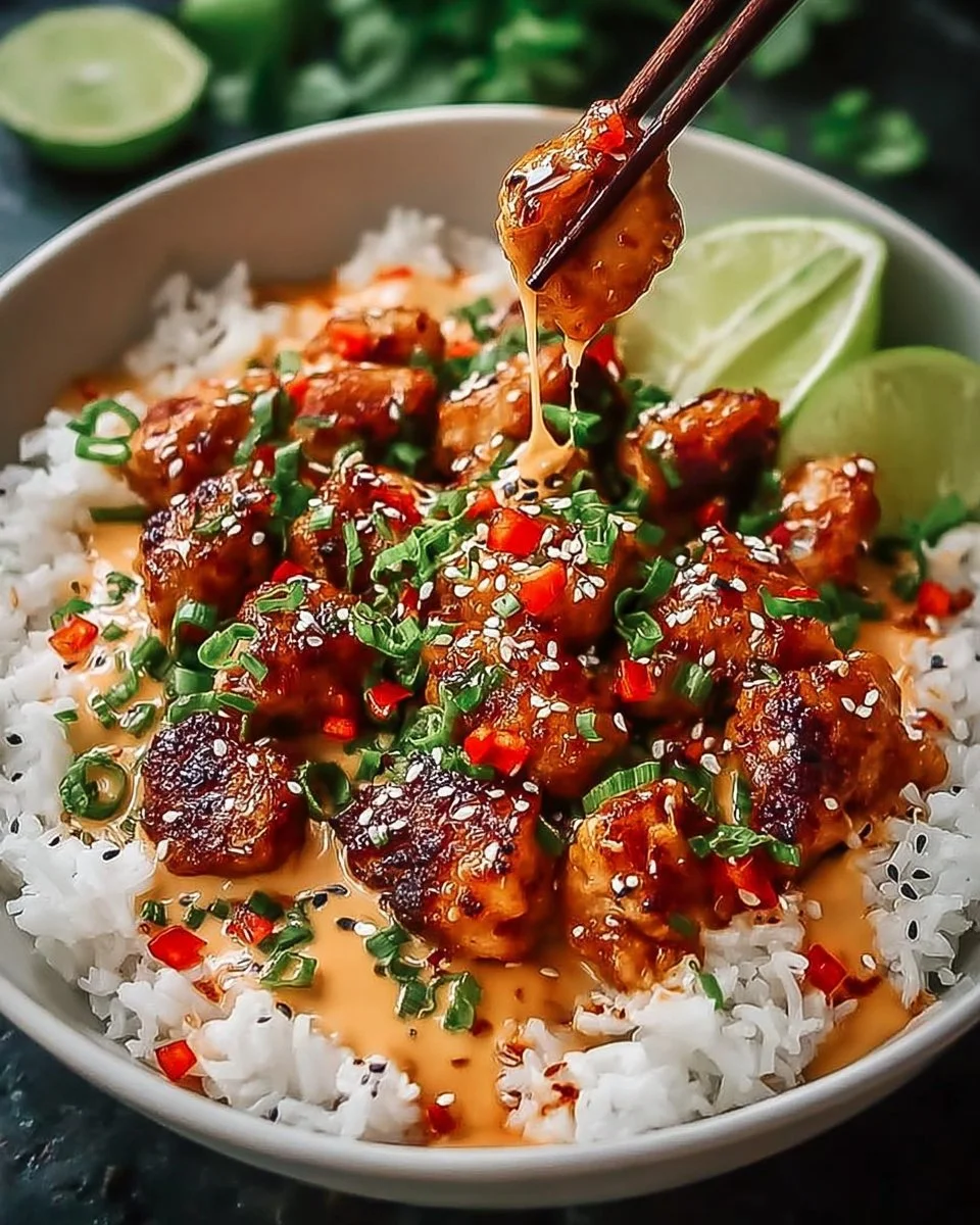Sweet Chili Chicken Bowl with Coconut Lime Drizzle Bliss