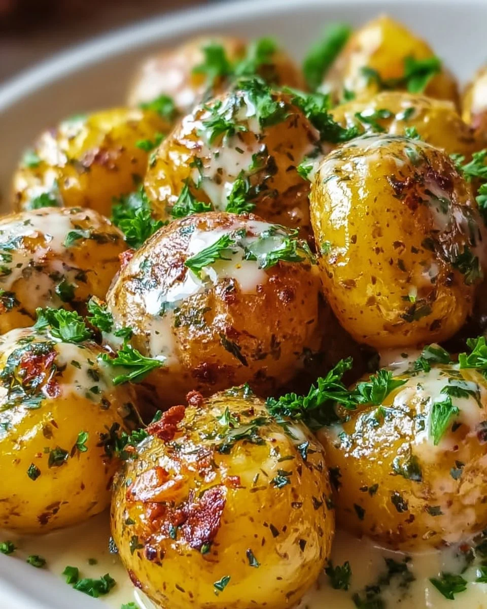 Creamy Garlic Baby Potatoes