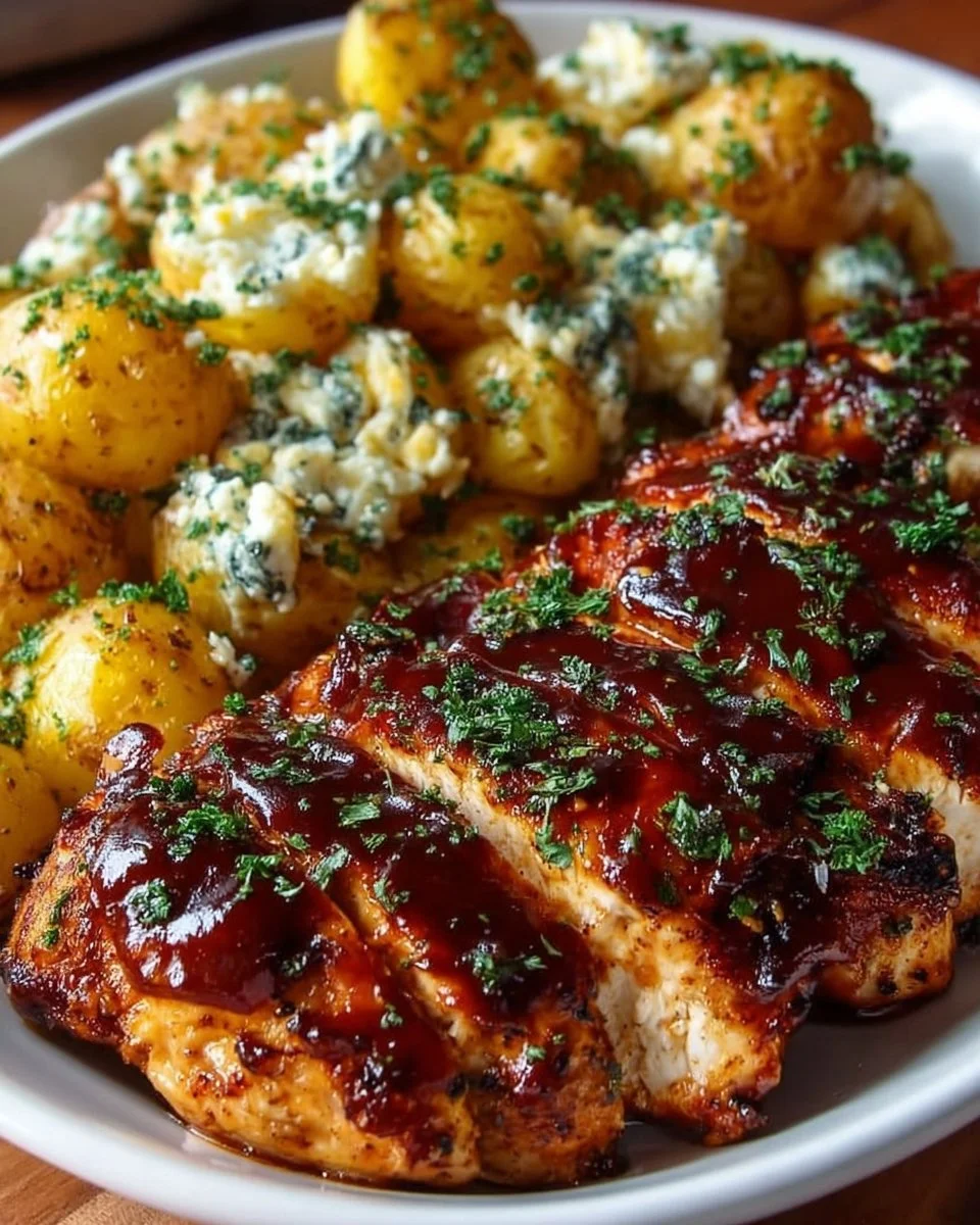 Honey BBQ Chicken with Garlic Parmesan Potatoes