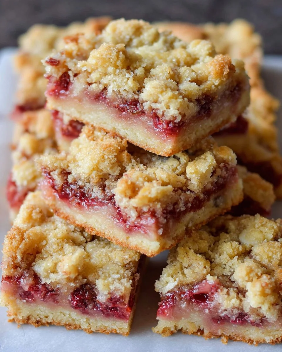 Rhubarb Shortbread Bars with Streusel Topping
