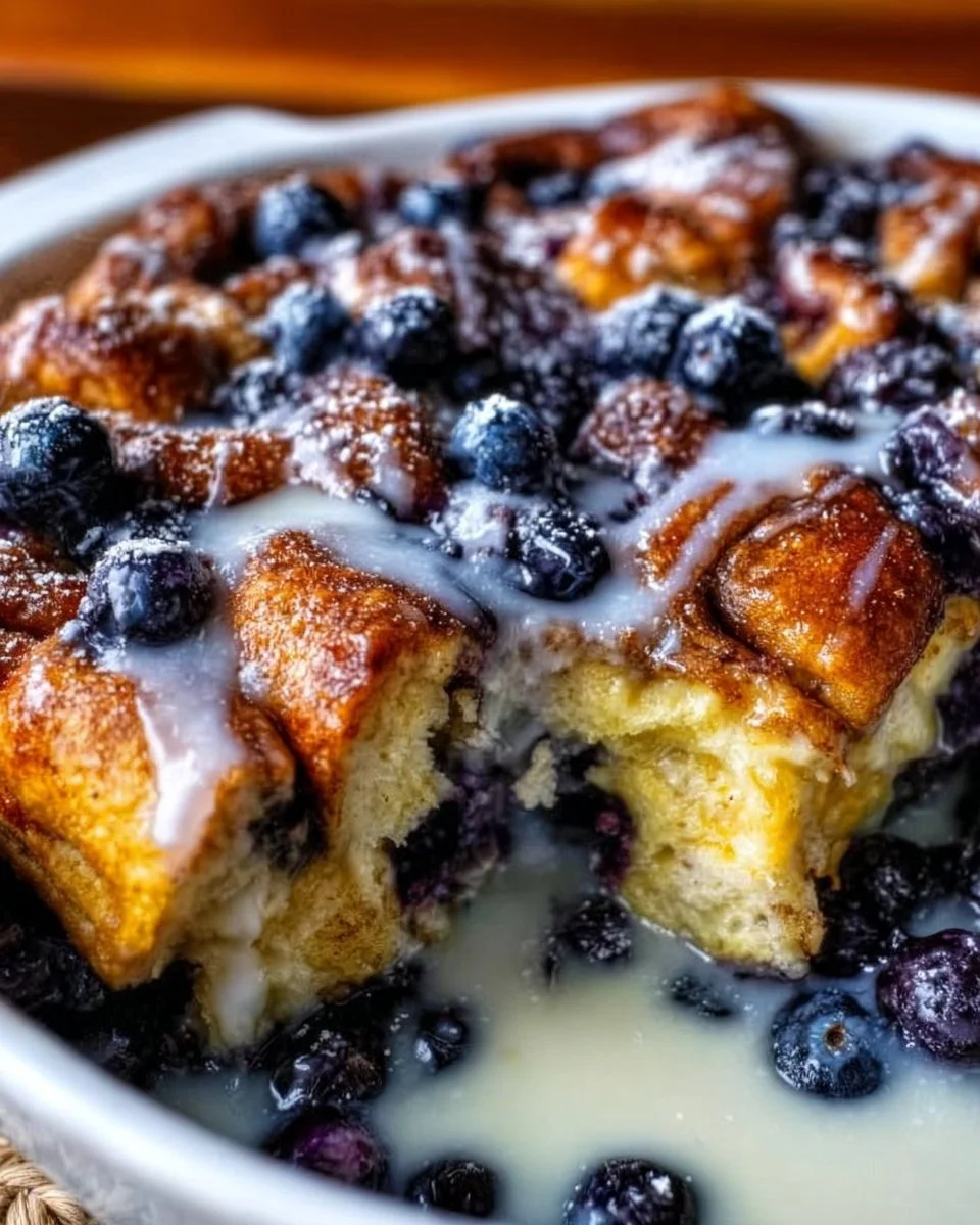 Blueberry Cinnamon Roll Casserole