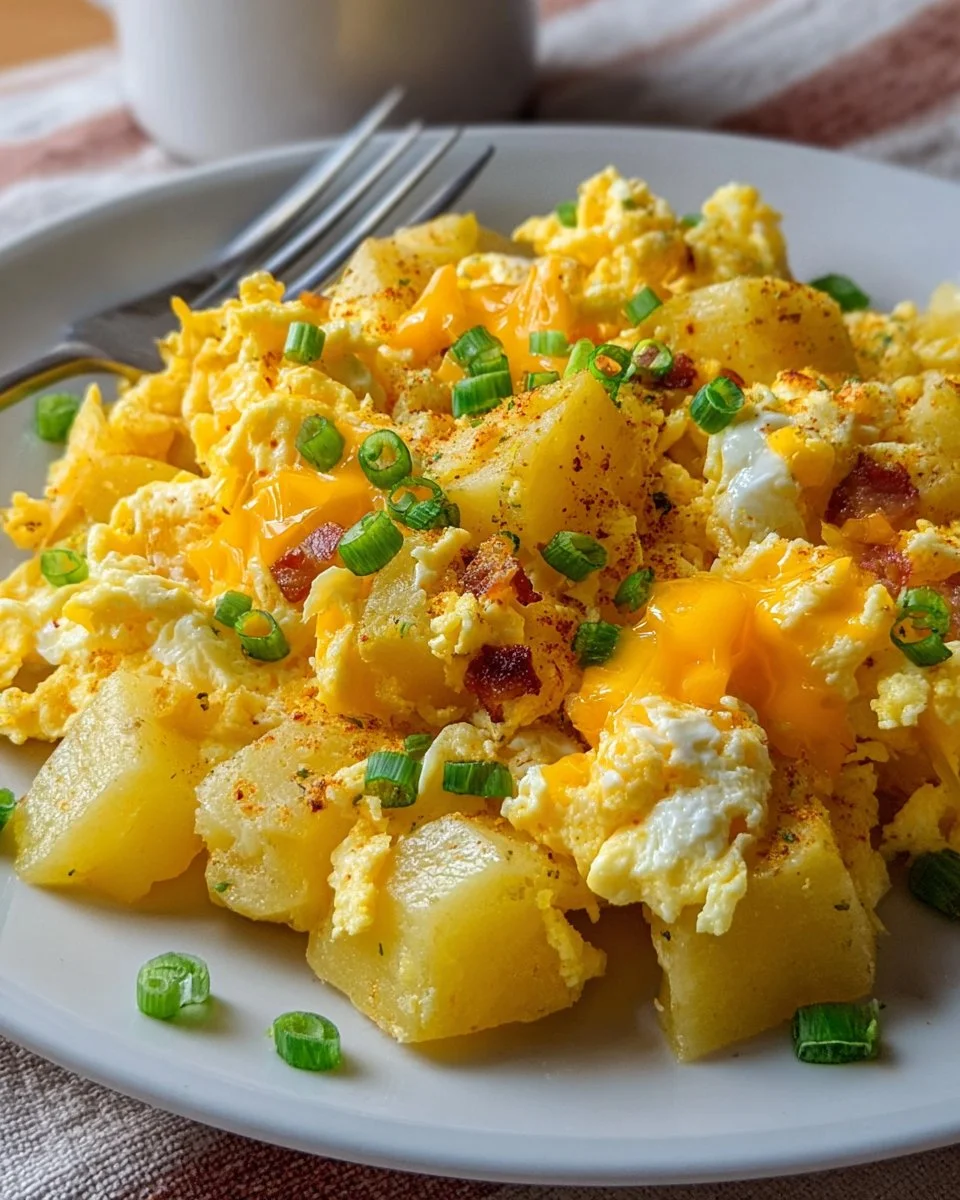 Cheesy Potato Egg Scramble