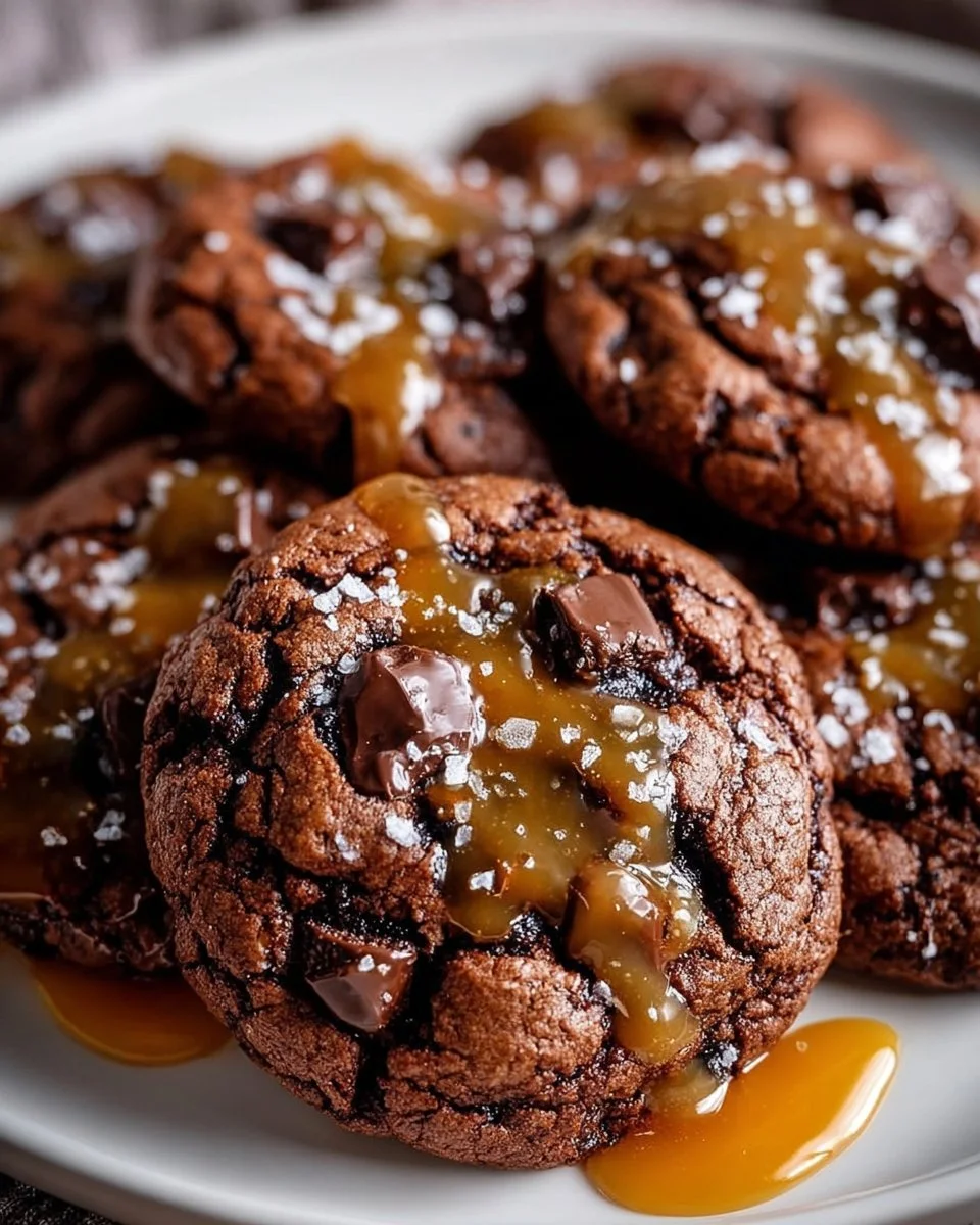 Double Chocolate Salted Caramel Cookies