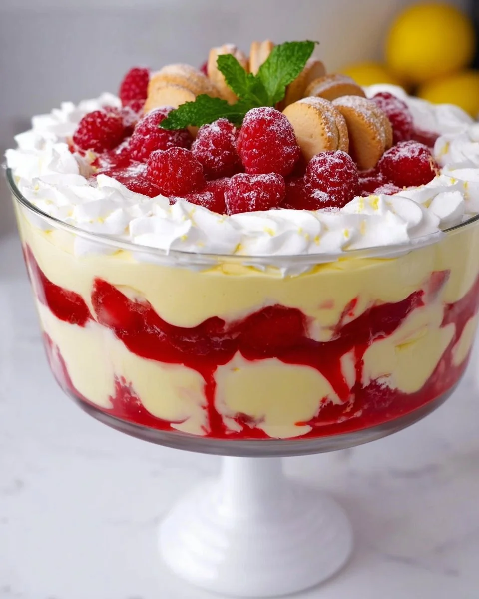 Easy, No-Bake Lemon Raspberry Trifle (video)