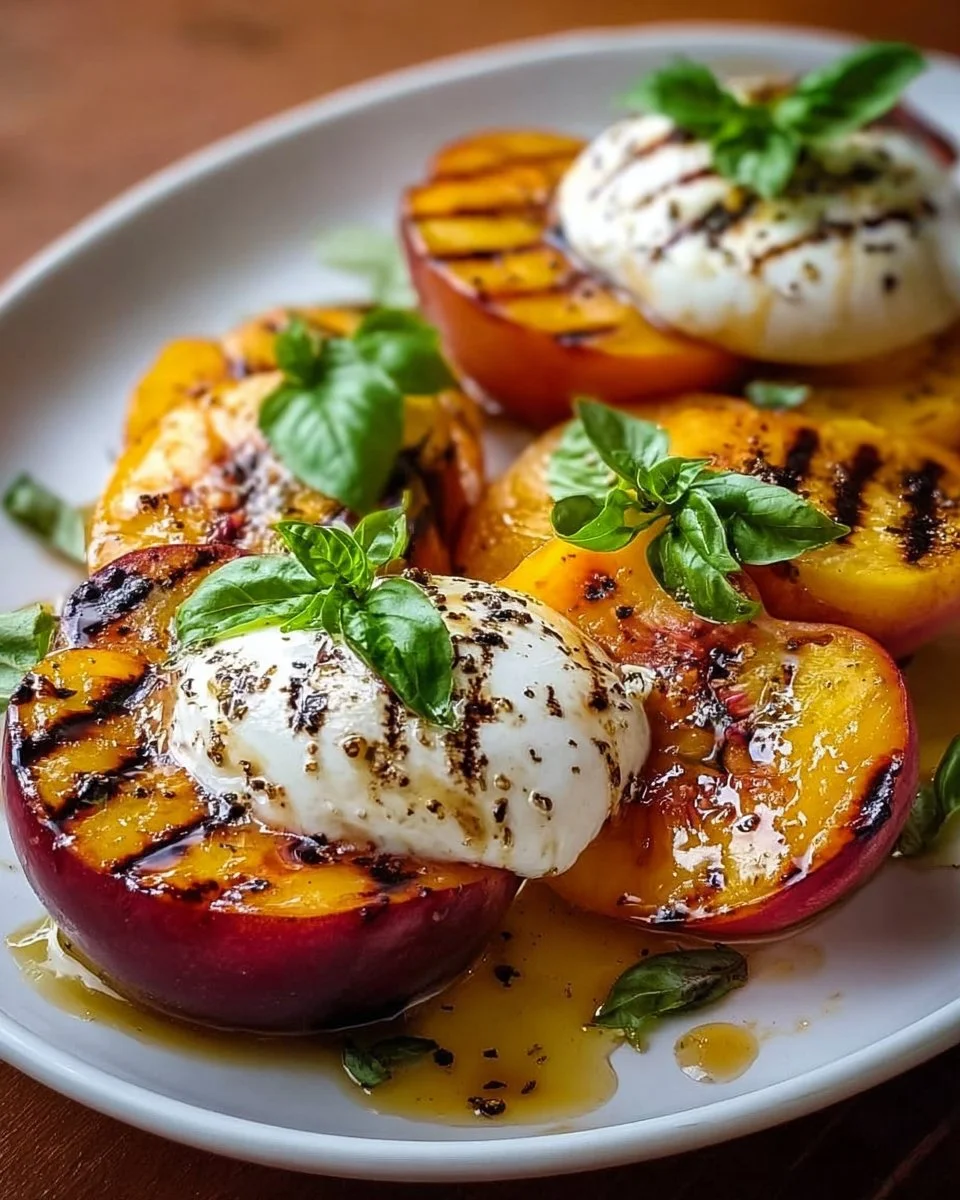 Grilled Nectarines with Burrata and Honey