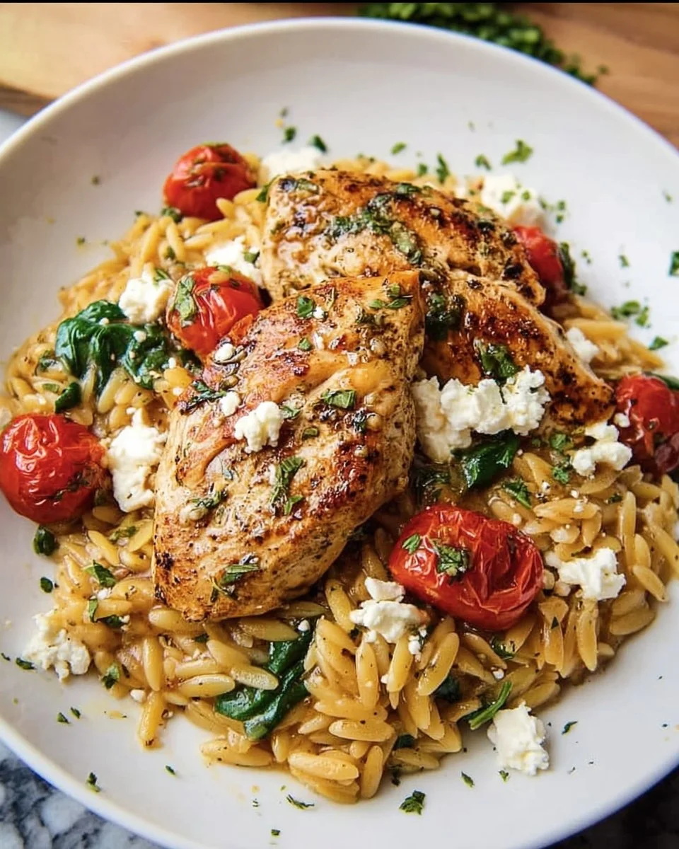 One Pot Greek Chicken and Orzo