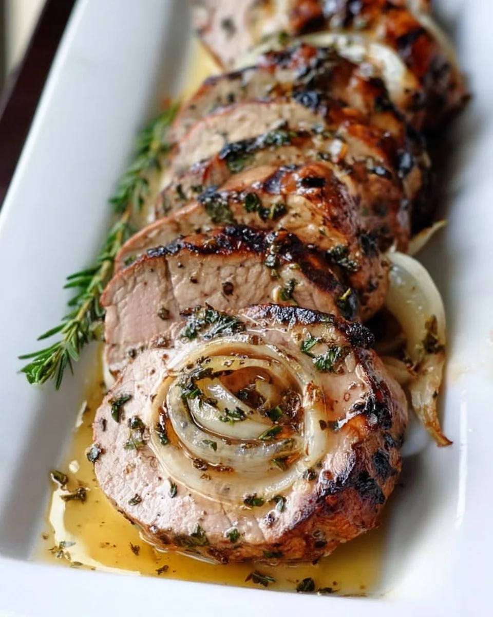 Peppercorn Grilled Pork Tenderloin with Herb Butter
