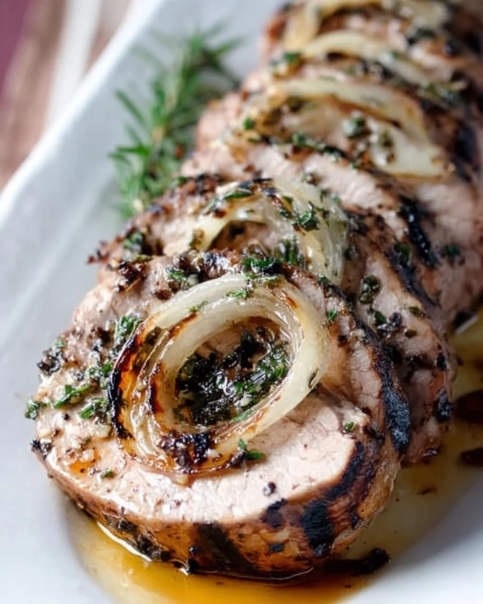 Peppercorn Grilled Pork Tenderloin with Herb Butter