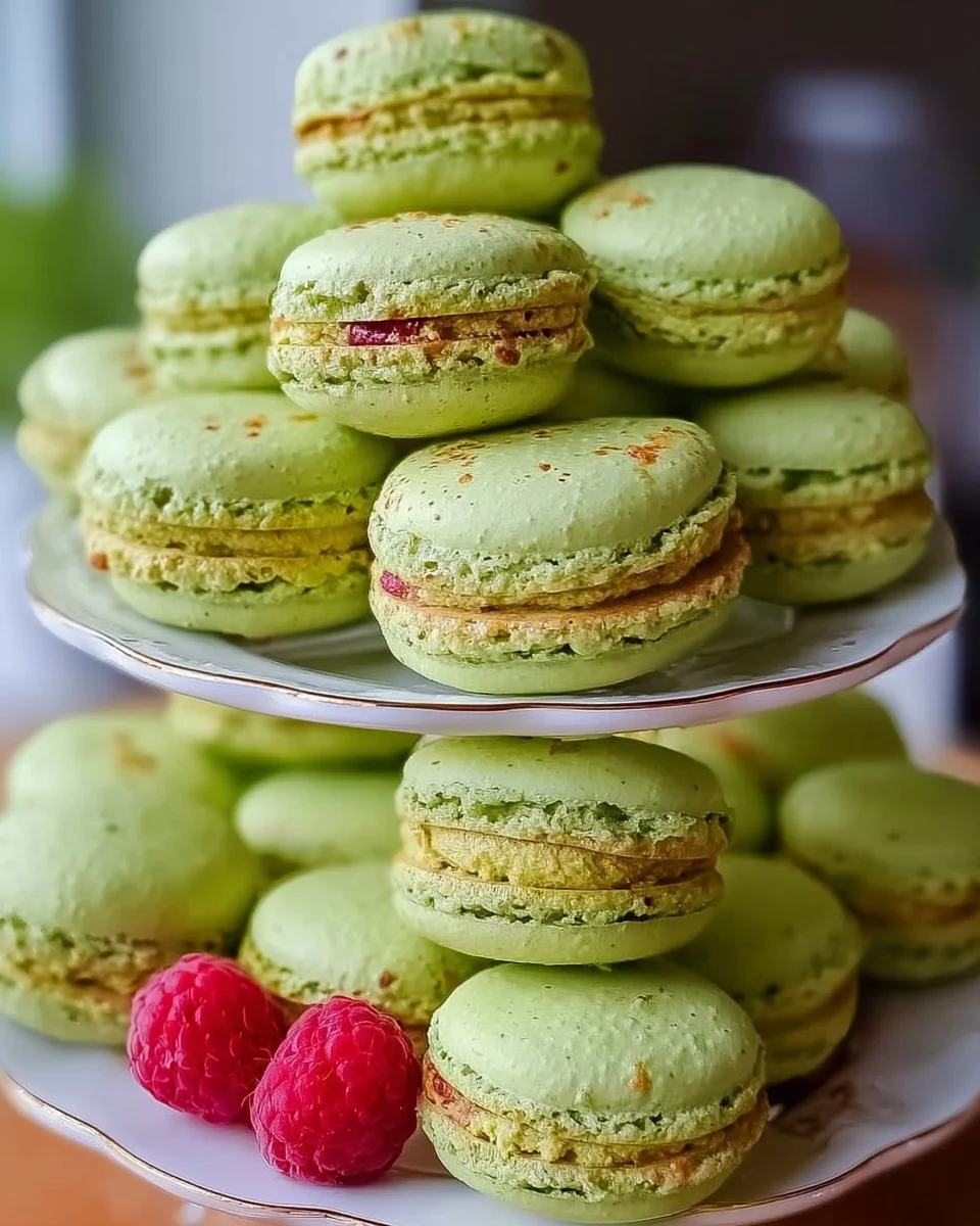 Raspberry Pistachio Macarons Recipe (video)