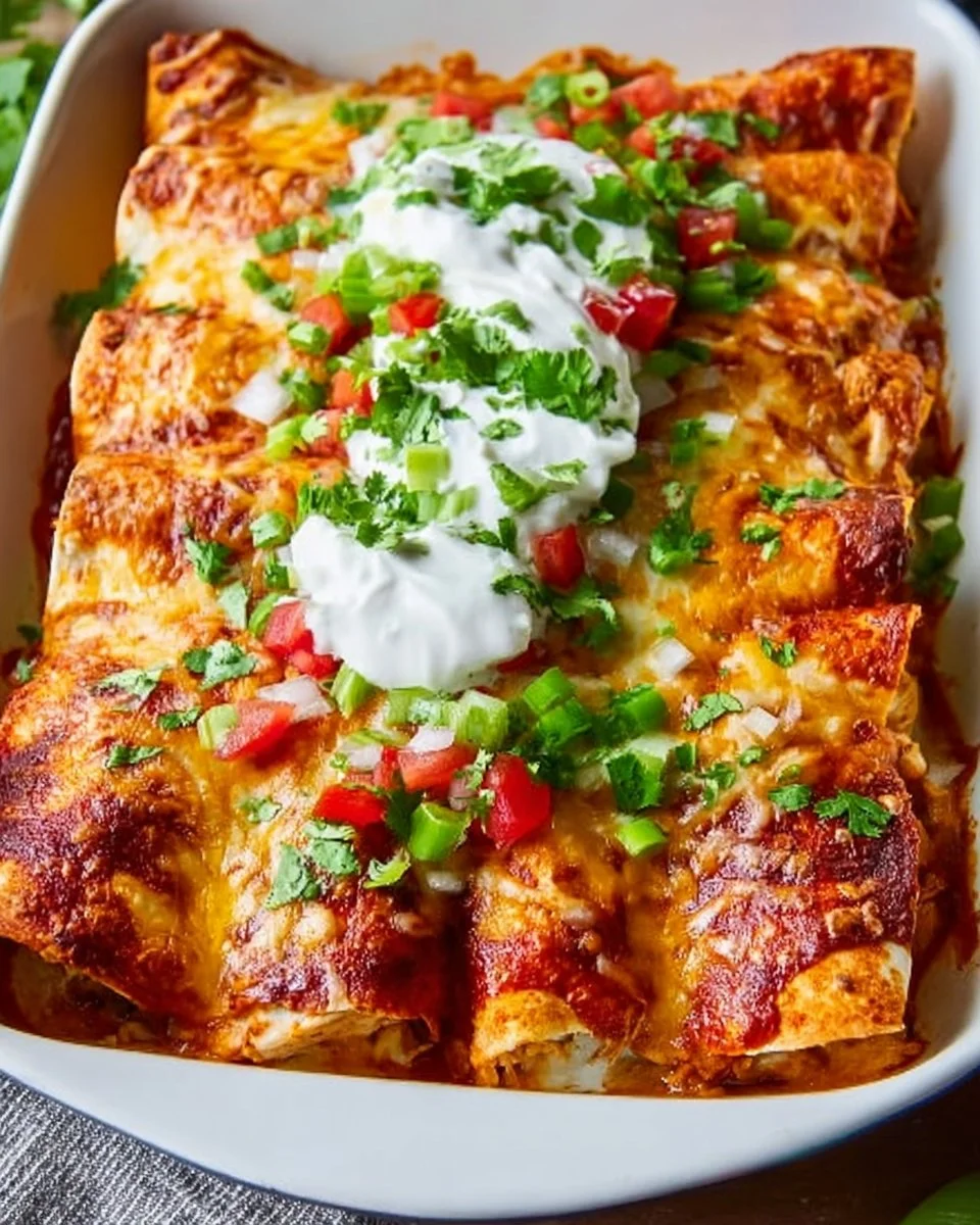Red and Green Chicken Enchiladas