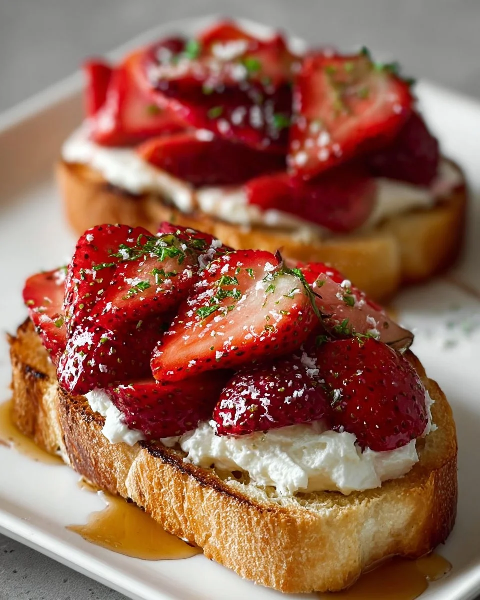 Roasted Strawberry Whipped Ricotta Toast