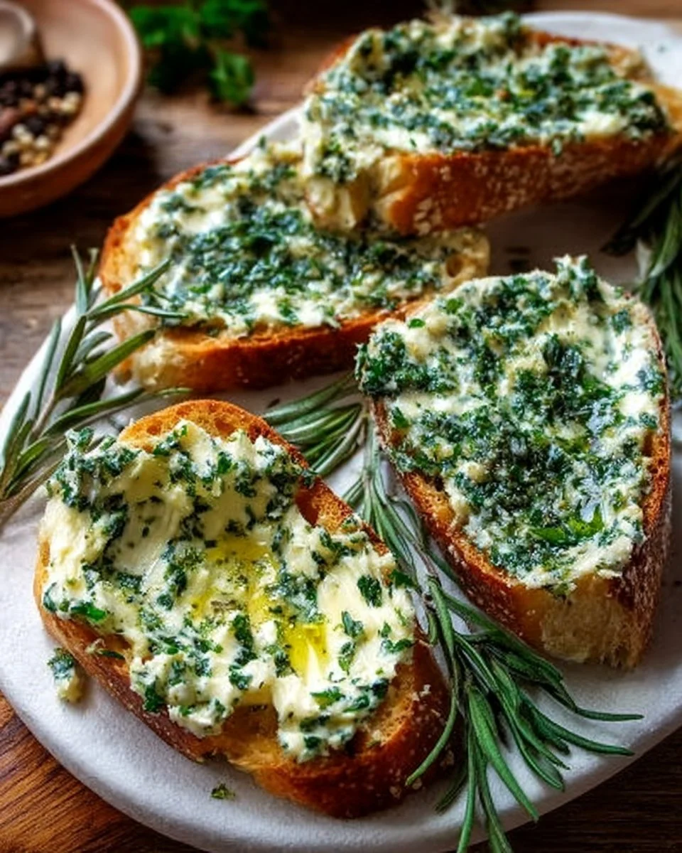 Rustic Creamy Herb-Infused Butter Board with fresh herbs and artisanal bread