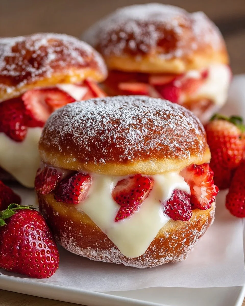 Strawberry Custard Filled Donuts