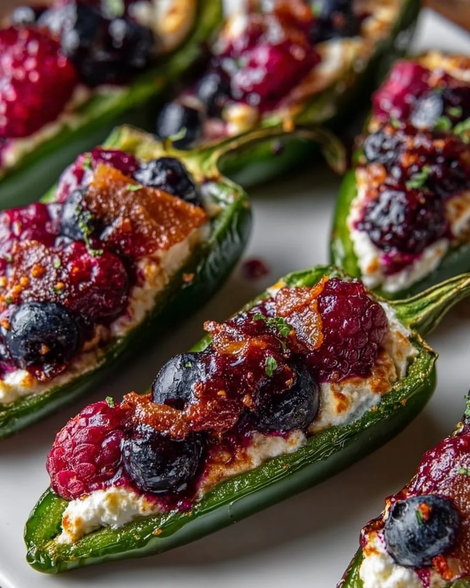 Berry & Brie stuffed jalapeños served as candy poppers