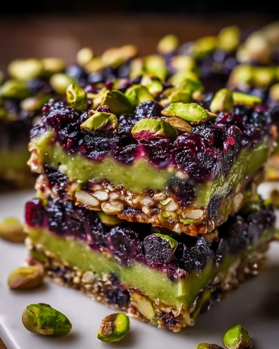 Blackcurrant Pistachio Dream Bars