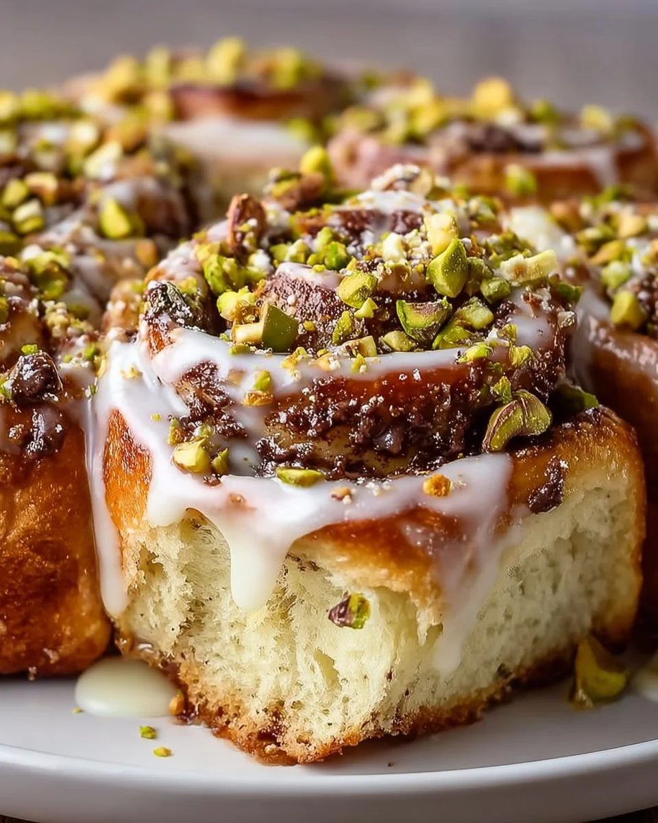 Chocolate Pistachio Cinnamon Rolls