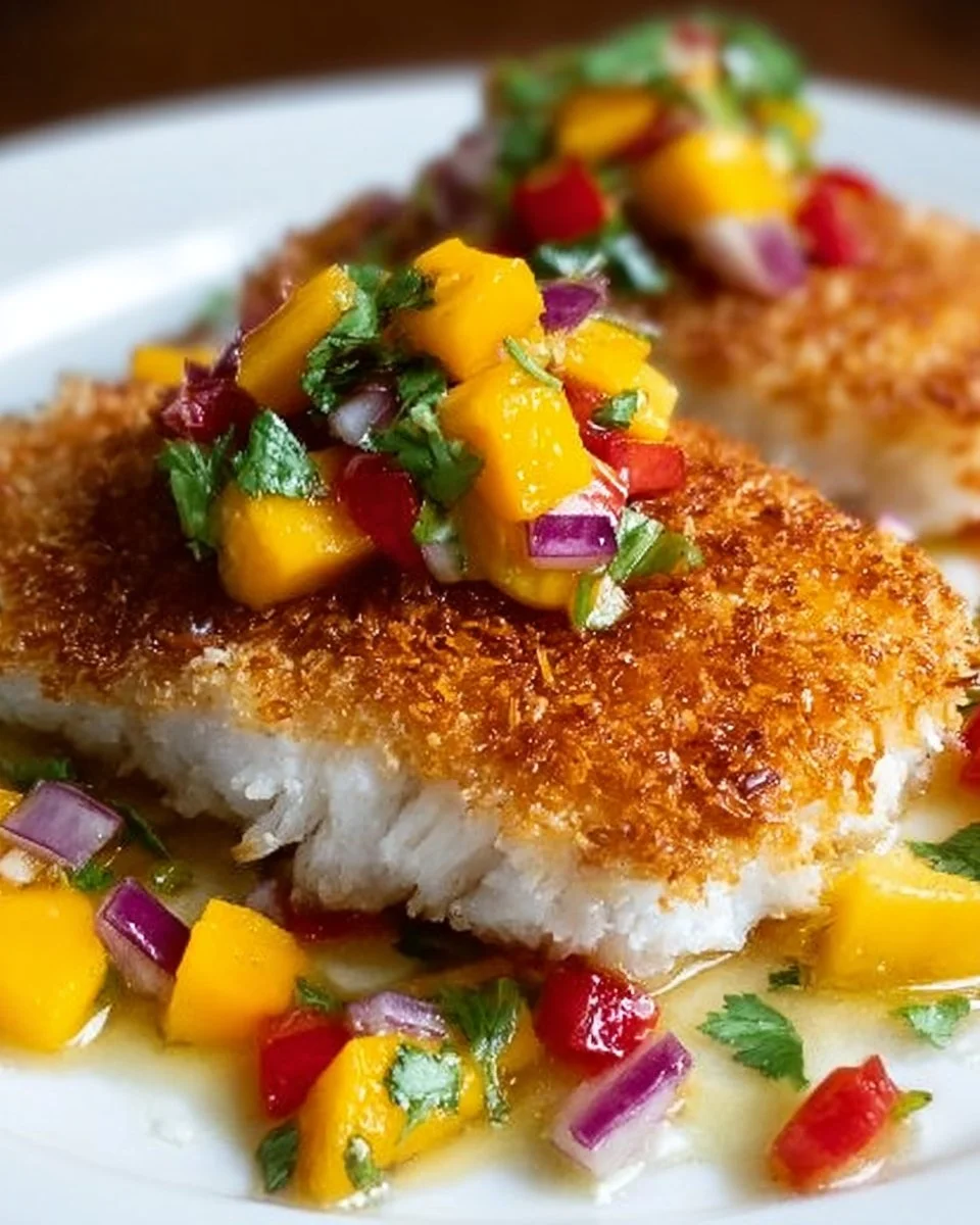 Coconut-Crusted Fish with Mango Salsa