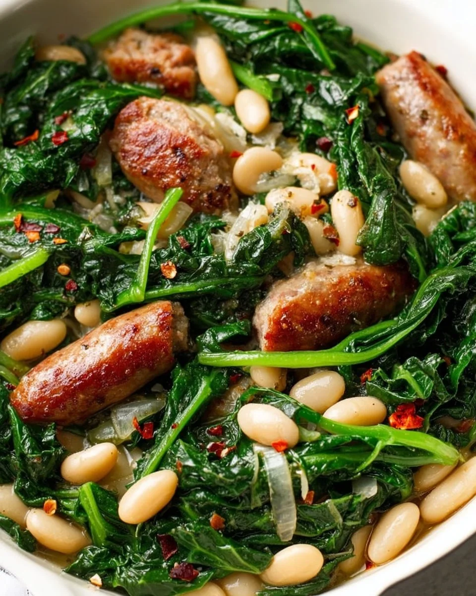 Healthy Greens and Beans with Sausage