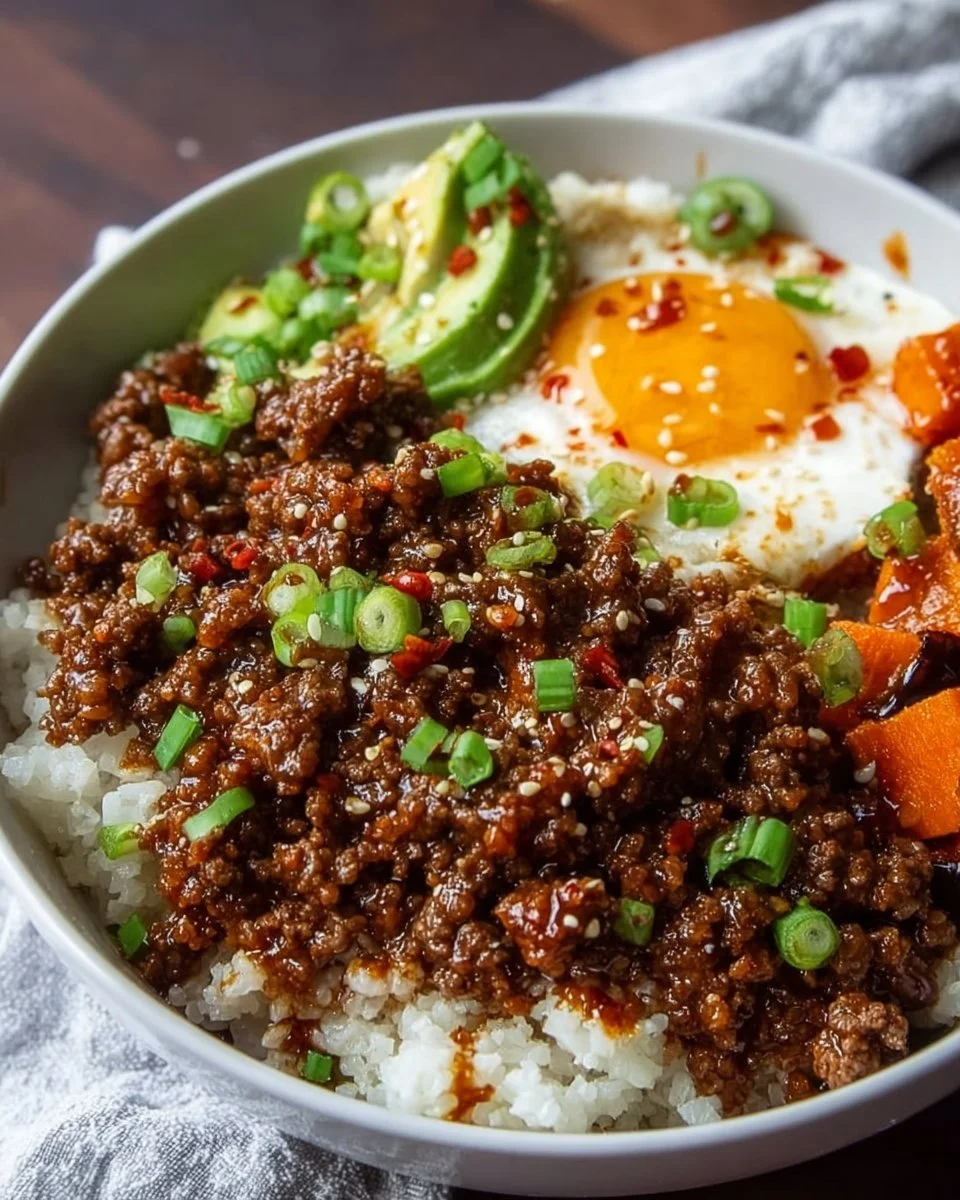 Hot Honey Ground Beef Bowls