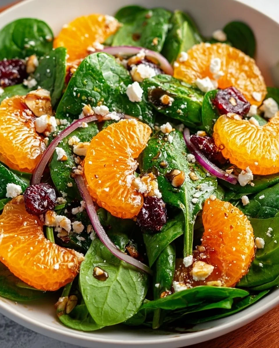 Spinach Mandarin Salad with Honey Balsamic Dressing