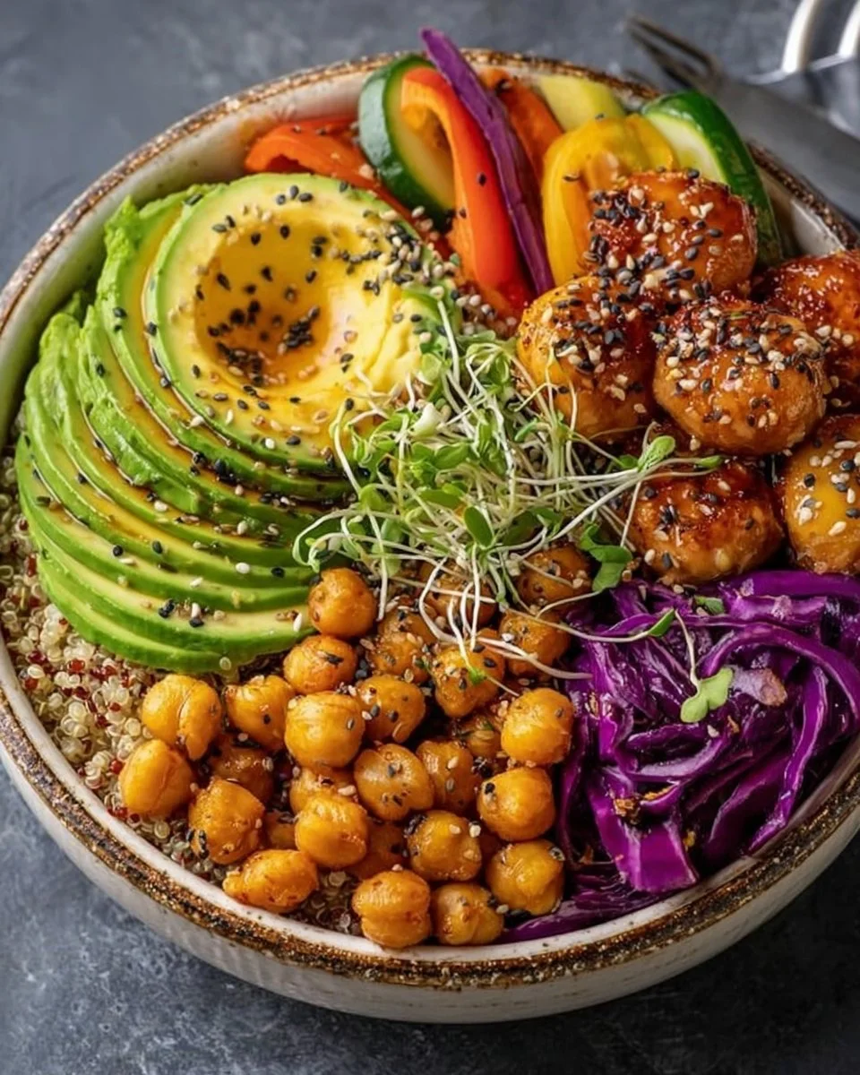 Vegetable Quinoa Bowl with Roasted Chickpeas